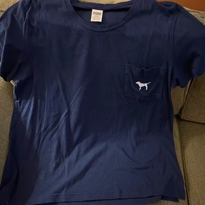 Navy blue short sleeve PINK brand shirt- used like new